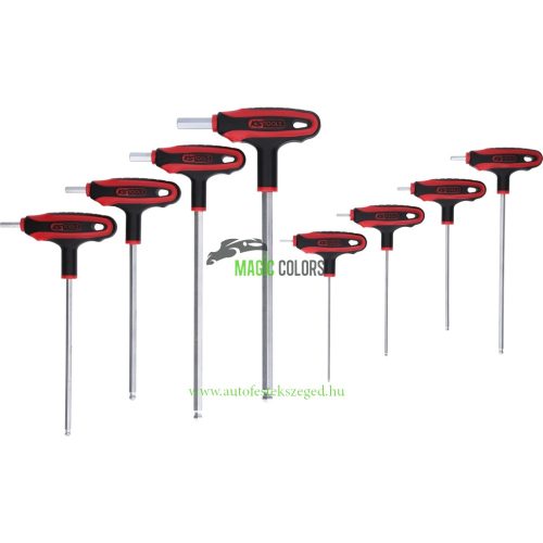 T-fogantyús belső hatlapú gömbfejű kulcs készlet, 8 részes