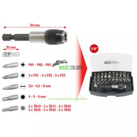 1/4" Bit fej készlet, 32 részes