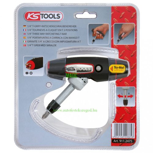 1/4" T-fogantyús racsnis bitcsavarhúzó, 7 részes