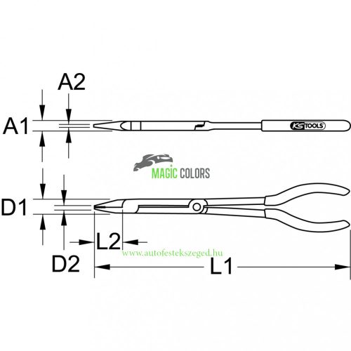  KS-TOOLS Duplacsuklós hosszú laposfogó