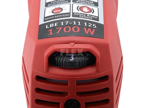 FLEX LBE 17-11 125 Változtatható fordulatszámú, 1700 Wattos sarokcsiszoló mechanikus fékkel, 125 mm