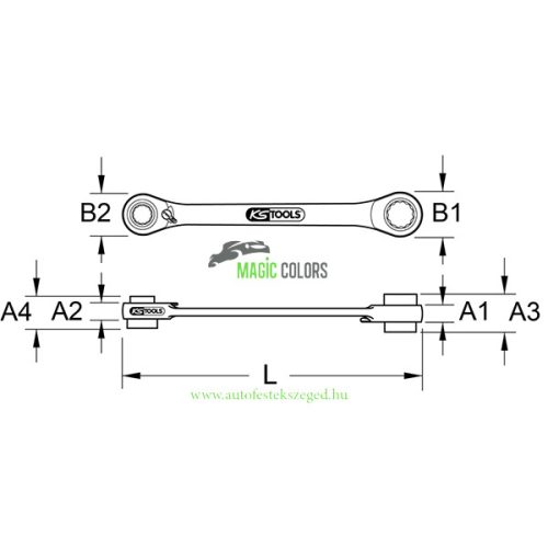 KSTools 4 az 1-ben GearPlus racsnis csillagkulcs, 10x19 – 13x17 mm