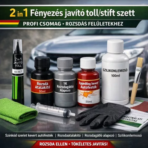 2 in 1 Fényezés javító toll/stift szett - Profi csomag - Színkód alapján - Rozsdás felületekhez