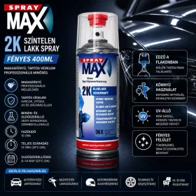 2K SprayMax Színtelen Lakk Spray - FÉNYES (400ML)