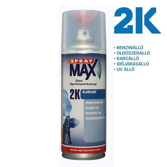 2K SprayMax Színtelen Lakk Spray - FÉNYES (400ML)