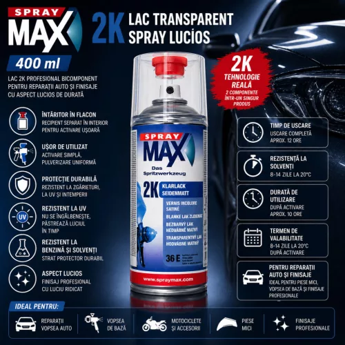 SprayMax Professional 2K Clear Coat Spray (400 ml)