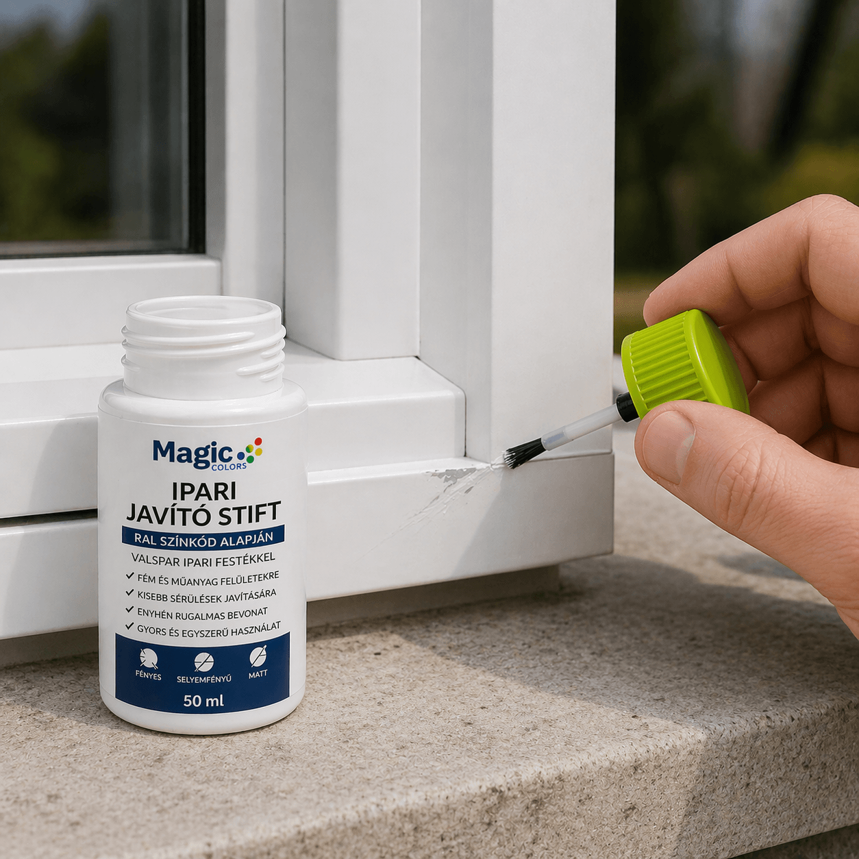 Ipari javító stift műanyag ablak felületen