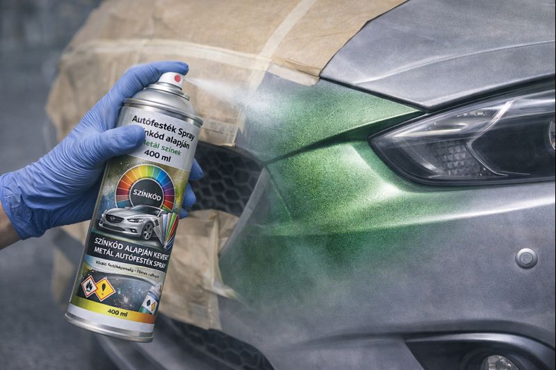 Metál zöld fújás – felhordás közben